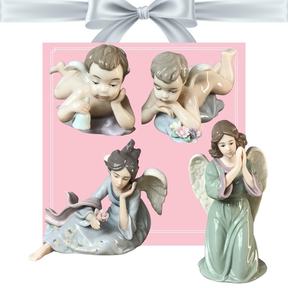 Grandeur Noel Collectors Edition 4 Piece Porcelain Angel Set